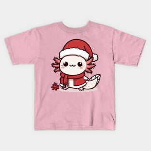 adorable christmas axolotl Kids T-Shirt